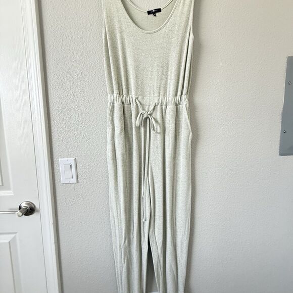 7 For All Mankind GREEN Womens Loungewear Jersey Jumpsuit Sleeveless Size M - Picture 4 of 11